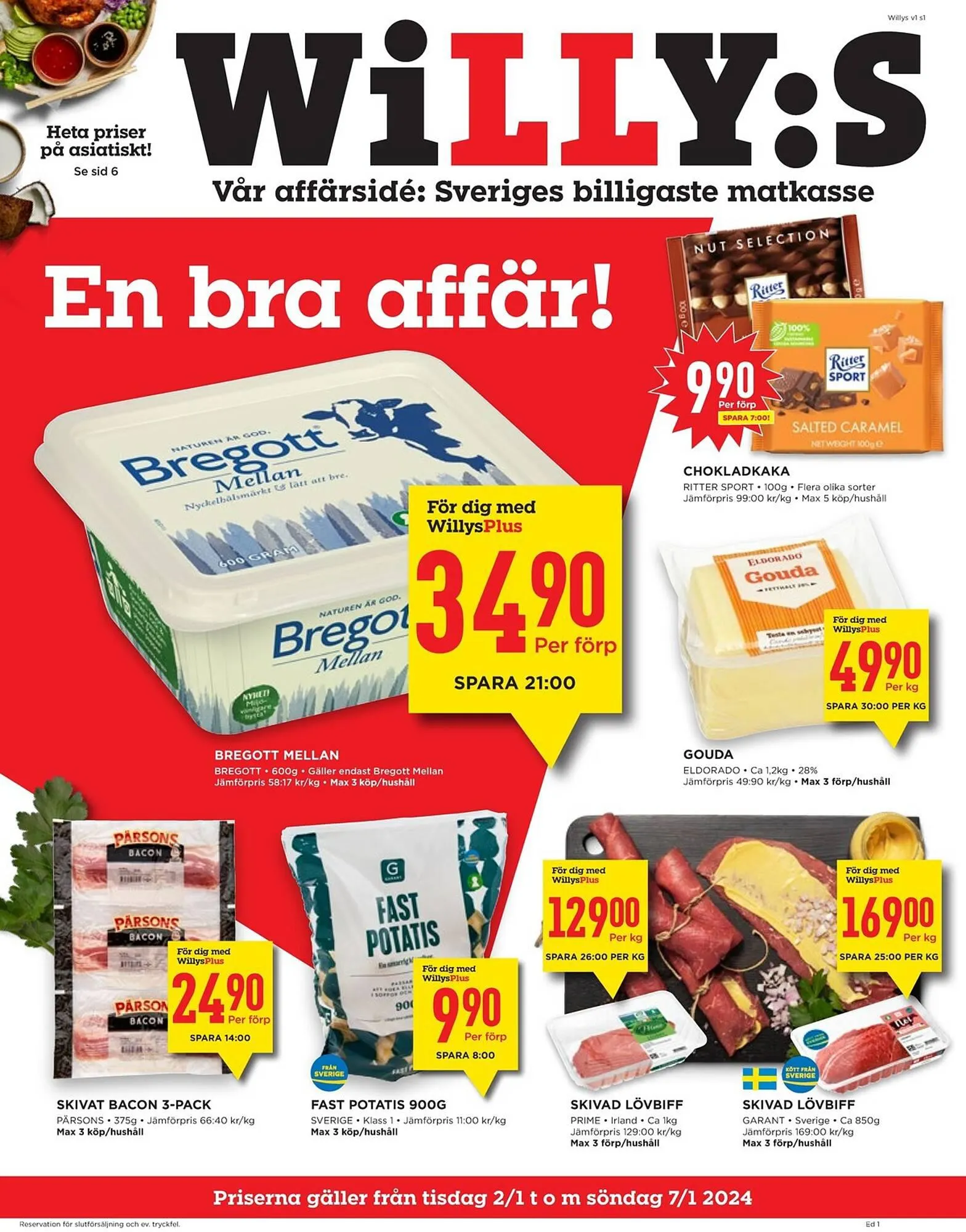 Willys reklamblad från 2 januari till 7 januari 2024 - Reklamblad sidor 1