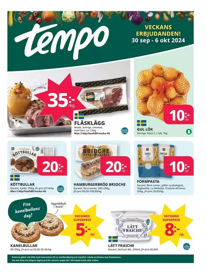 Veckans erbjudanden Tempo från 30 september till 14 oktober 2024 - Reklamblad sidor 1