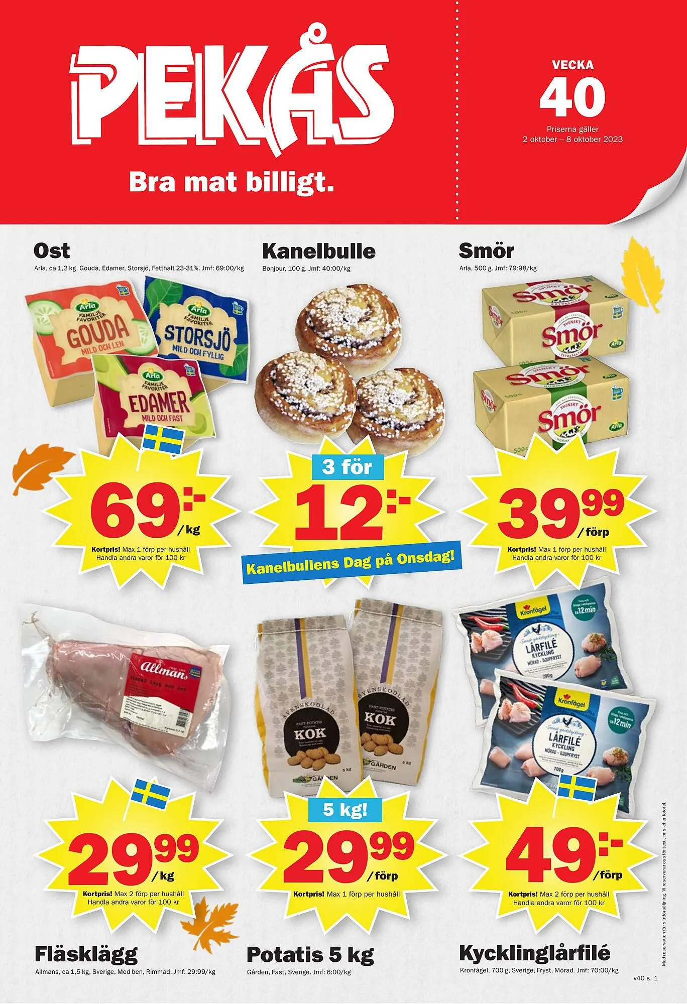 Pekås reklamblad från 2 oktober till 8 oktober 2023 - Reklamblad sidor 1
