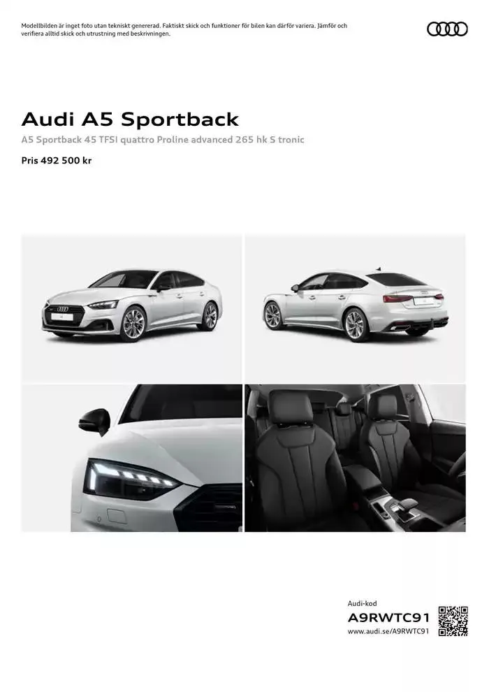 Audi A5 Sportback från 26 oktober till 26 oktober 2025 - Reklamblad sidor 1