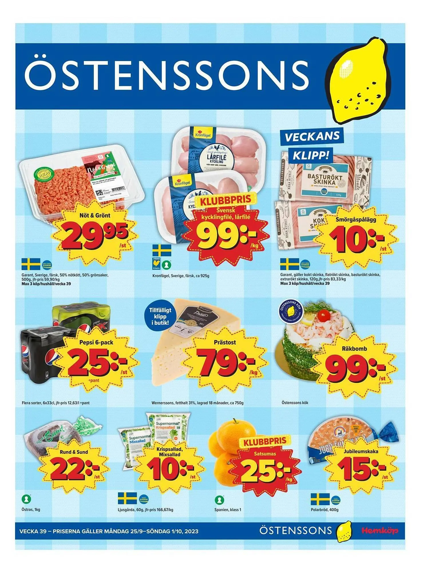 Östenssons reklamblad från 25 september till 1 oktober 2023 - Reklamblad sidor 1