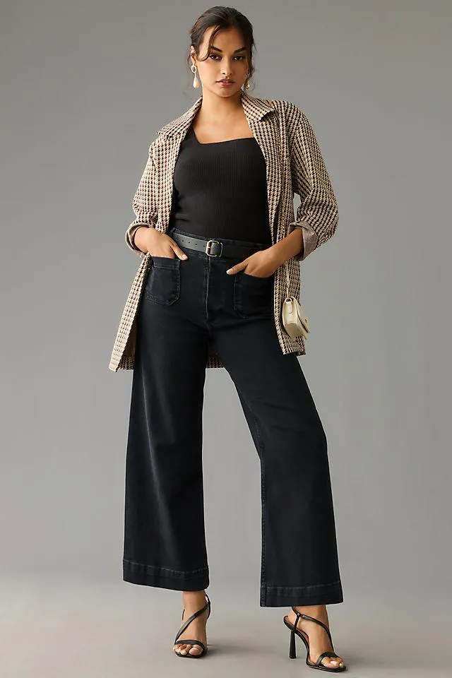 The Colette Denim Cropped Wide-Leg Jeans by Maeve