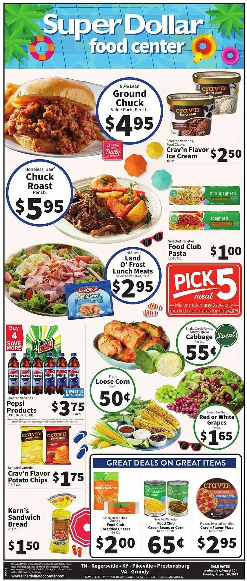 Weekly ad Super Dollar Food Center Weekly Ad from August 20 to August 26 2025 - Page 1