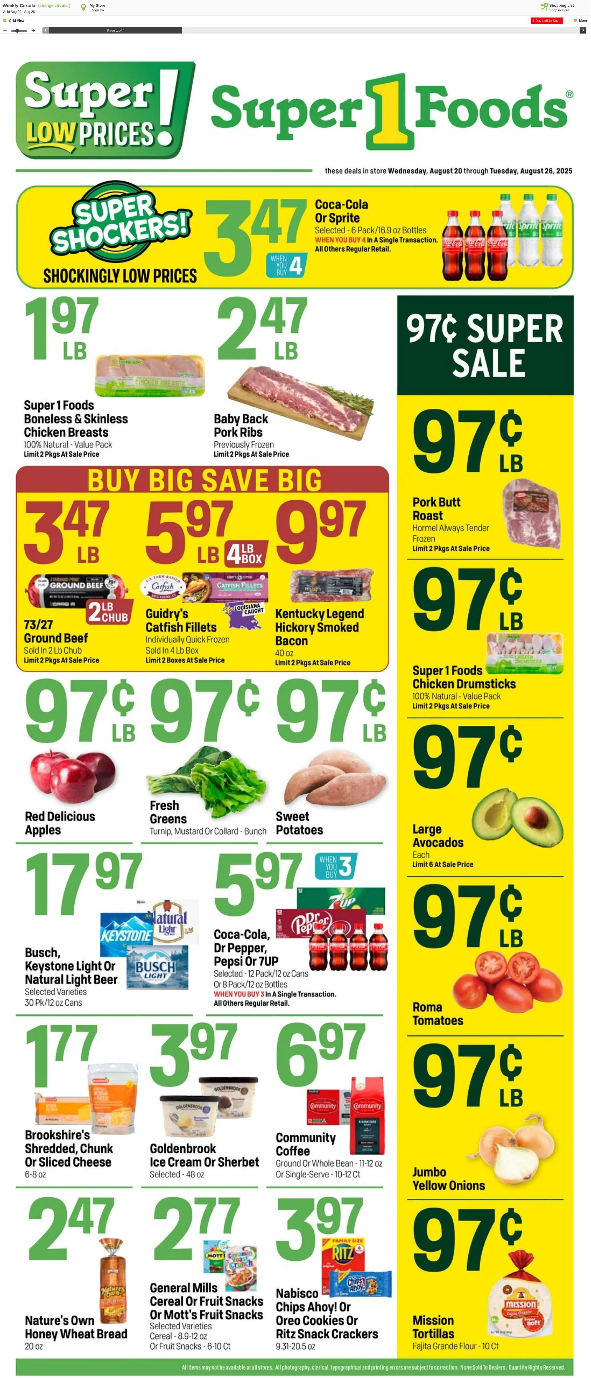 Weekly ad Super1Foods from August 27 to September 2 2025 - Page 1