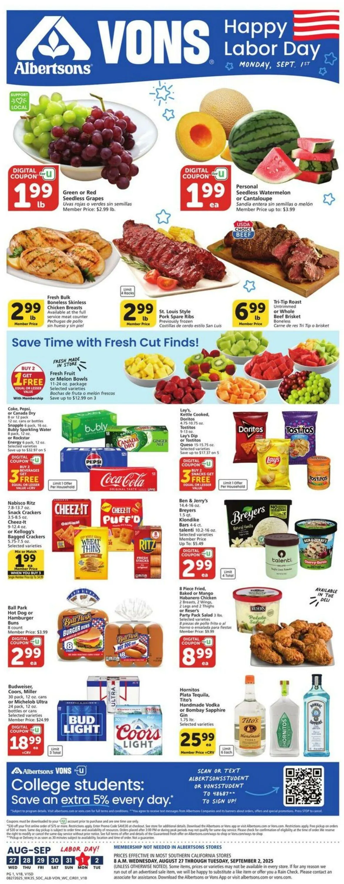 Weekly ad Vons Current weekly ad from August 27 to September 2 2025 - Page 1