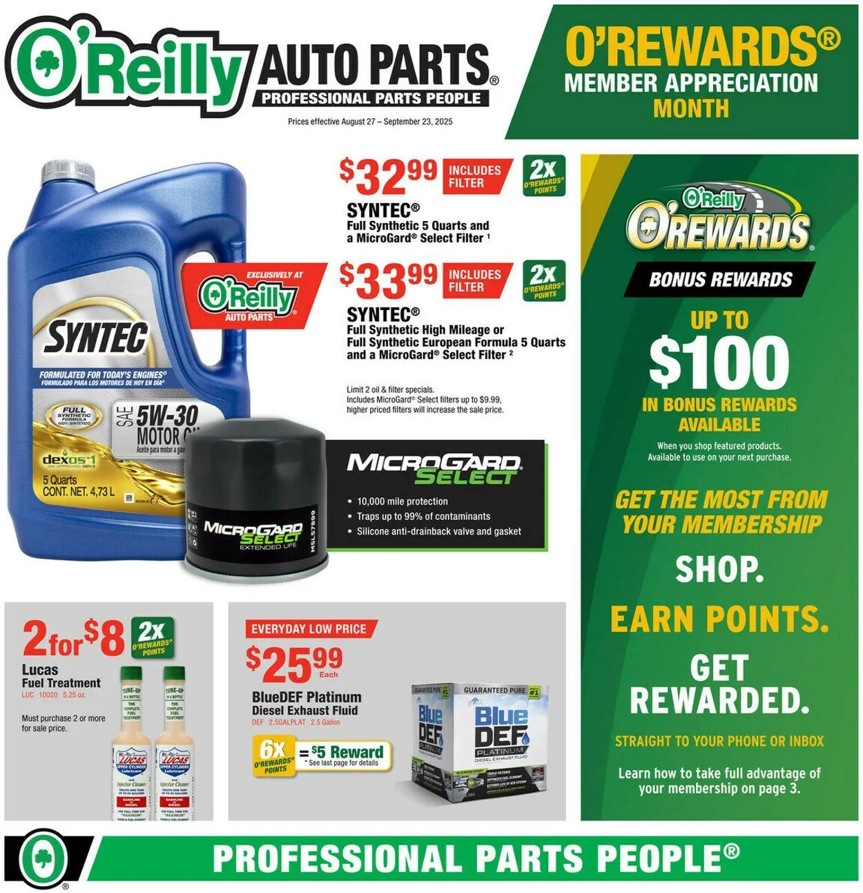 Weekly ad O’Reilly Auto Parts from August 27 to September 23 2025 - Page 1