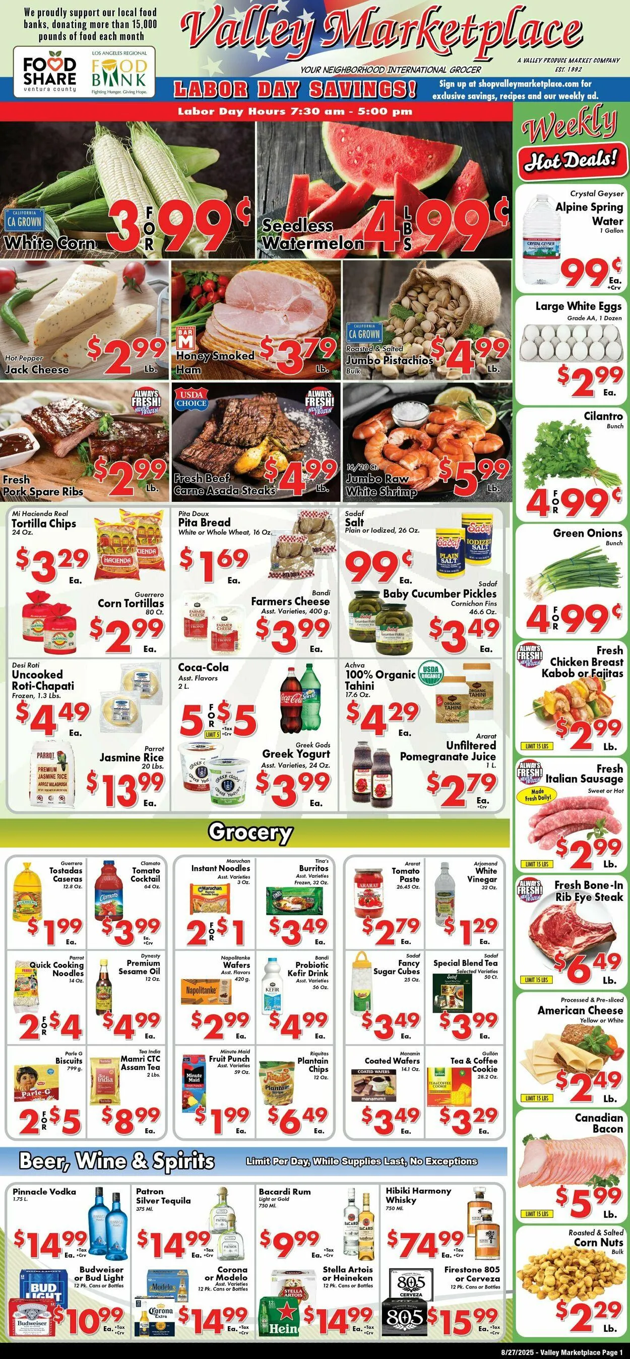 Weekly ad Valley Marketplace from August 27 to August 27 2025 - Page 1