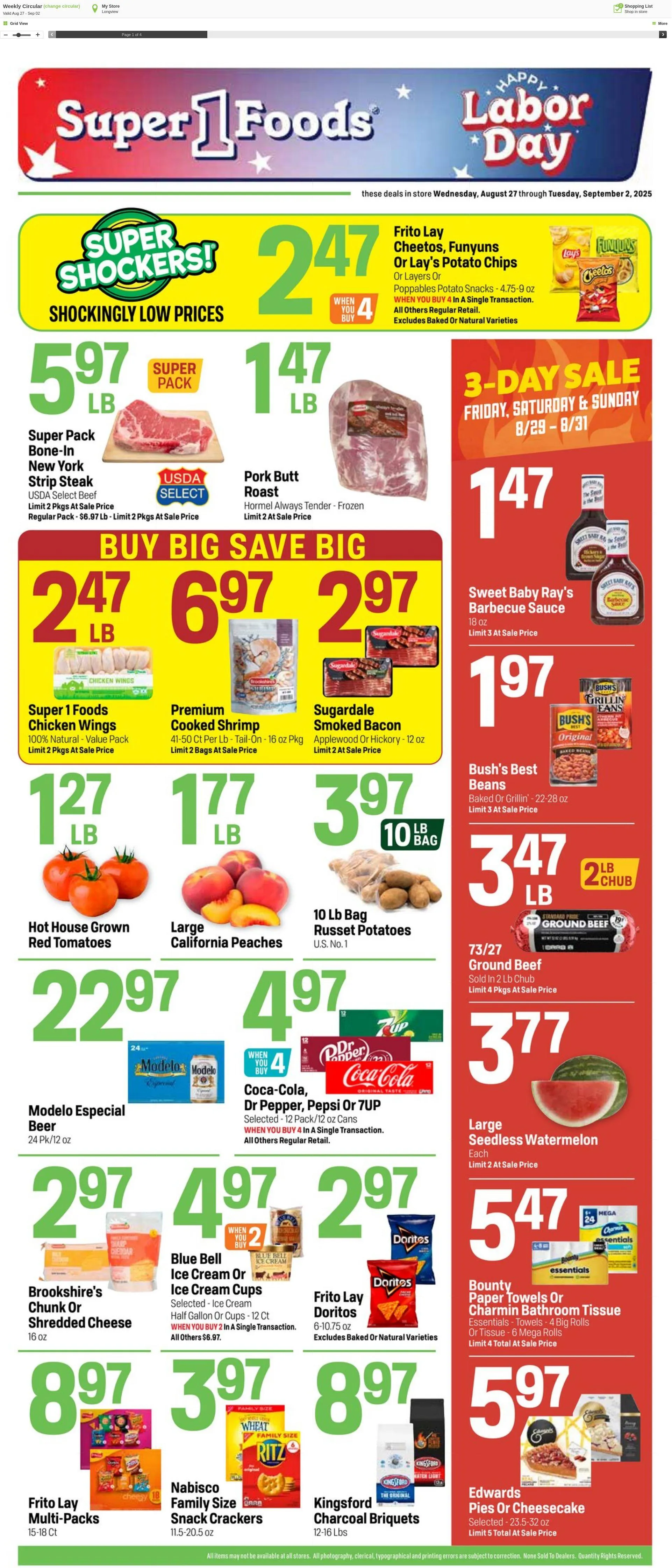 Weekly ad Super1Foods from August 27 to September 2 2025 - Page 1