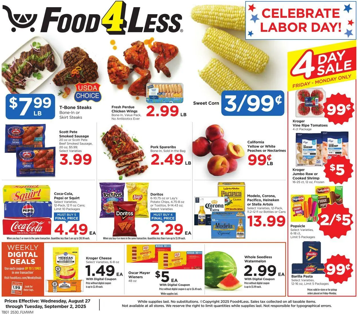Weekly ad Food 4 Less from August 27 to September 2 2025 - Page 1